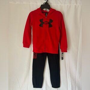 Under Armour Boys 2 Piece Zip Up Hooded Jacket Size 6